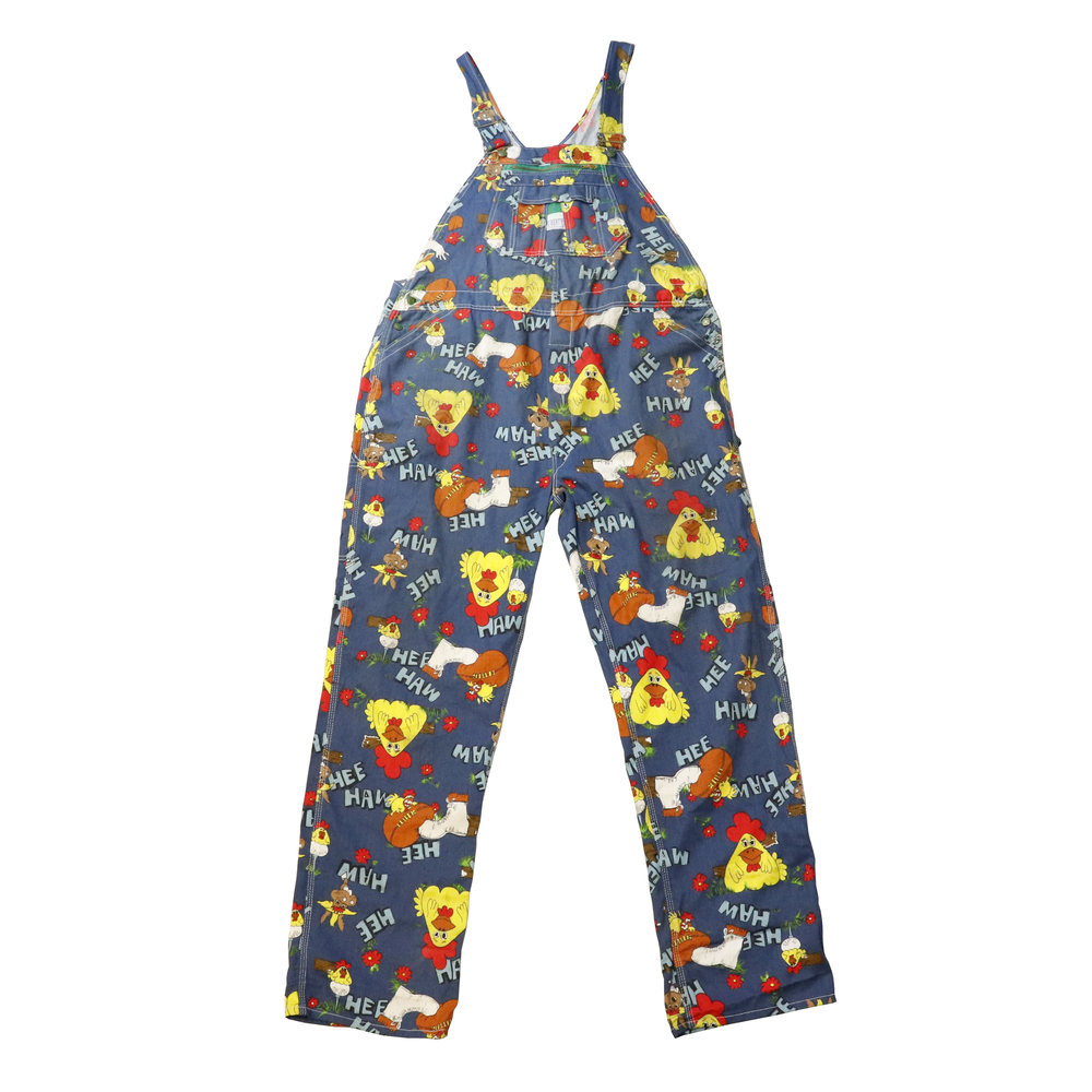 Vintage 60 Liberty Pop Print Chicken Print Overalls Size 36L